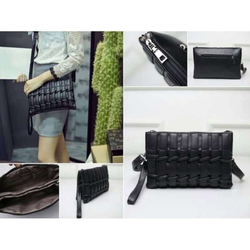 Tas selempang pagar kulit sintetis wanita