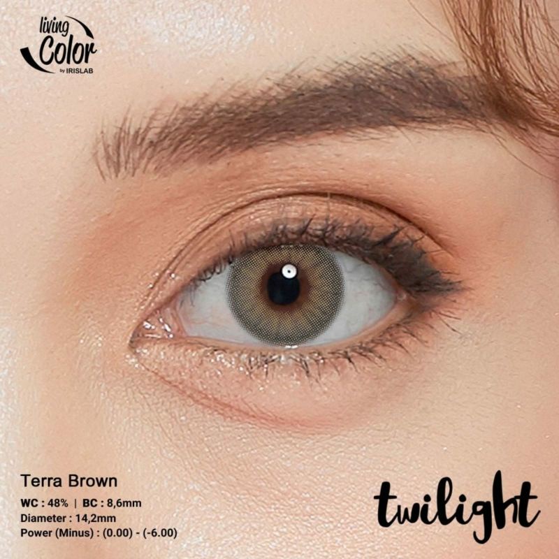 Softlens LIVING COLOR TWILIGHT 14.2 MM TERRA BROWN MINUS -0.50 S.D -6.00 by IRISLAB