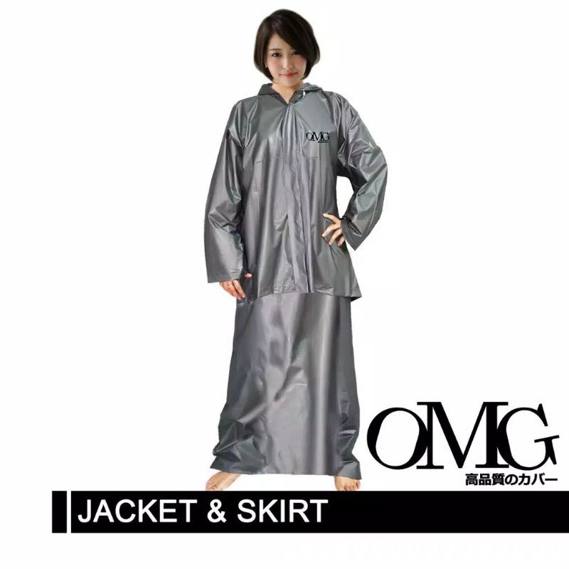 JAS HUJAN WANITA PEREMPUAN CEWEK SETELAN ROK MODERN MODIS ANTI TEMBUS AIR RAINCOAT WATERPROOF OMG