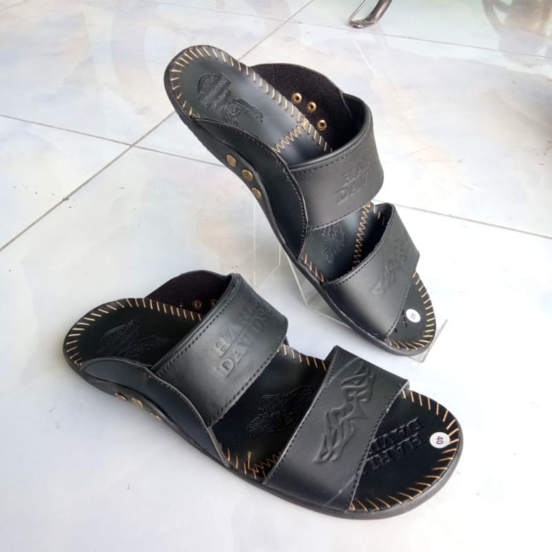 sandal Harley kulit asli ban  2 pria sandal slip kulit asli