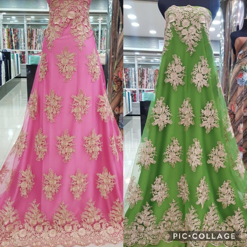 Kain Tille bordir impor gamis cantik