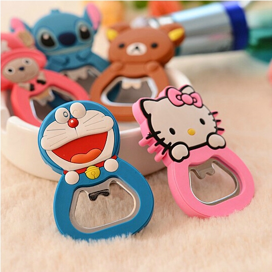 Mini Cartoon Cute Beer Magnets Bottle Opener,Stainless Steel Refrigerator Stickers Corkscrew