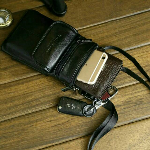 Tas kulit selempang kecil 7049 tas buat di ikat pinggang tas tab tas hp accesoris pria tas kulit
