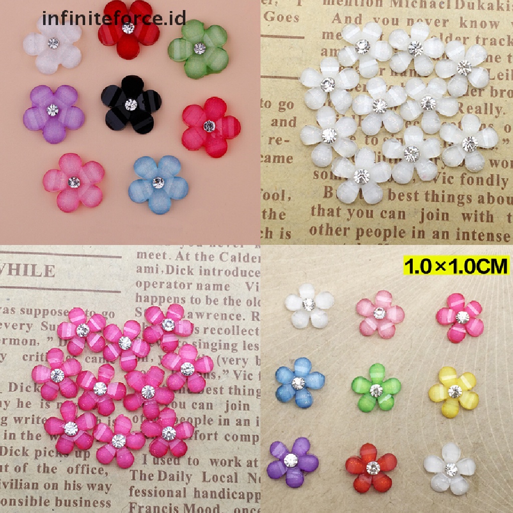 (Infiniteforce.Id) 20pcs / Set Bunga Resin 10mm Untuk Diy Scrapbook / Handphone