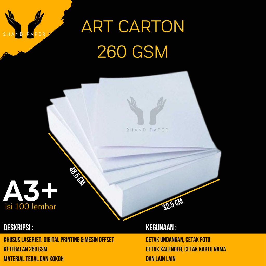 

Kertas Art Carton 260 gsm A3 PLUS isi 100 lembar / Kertas Art Karton A3+ 260 gsm / Kertas Art Karton 260 gsm
