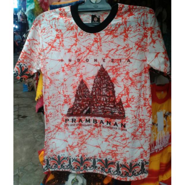 TERMURAH! Kaos Candi Prambanan Kepyur Warna Putih - Baju Couple Pria dan Wanita - Baju Unik Jogja