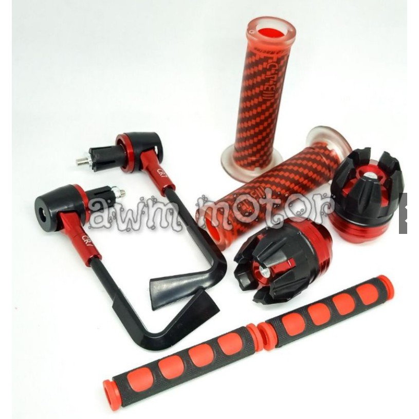 [PAKET STANG ACC 4 ITEM] Proguard L + Handgrip BAD Carbon + Jalu As Depan +Karet Handle Universal