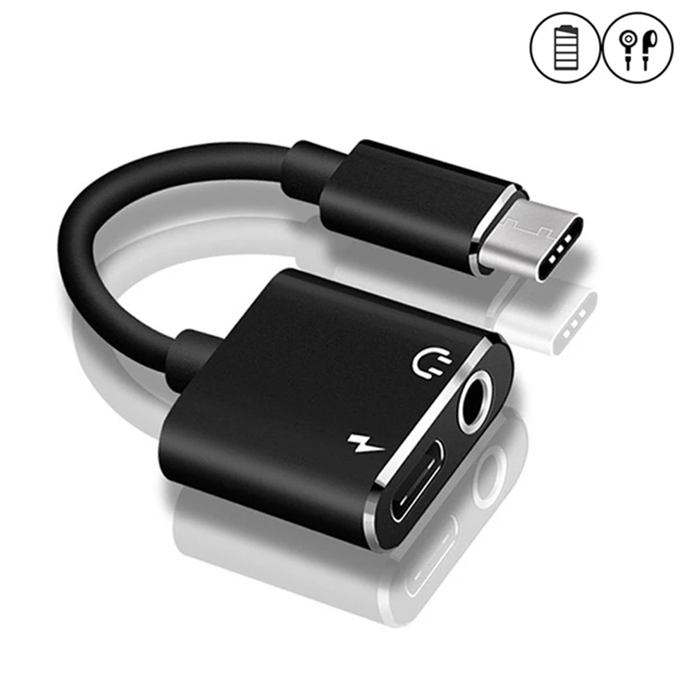 ELEGANT 2 in 1 Type C To 3.5 mm Charging Type-C Audio Splitter Adapter USB C For Huawei Xiaomi Audio Cable 3.5mm Earphone Jack Earphone Adapter/Multicolor