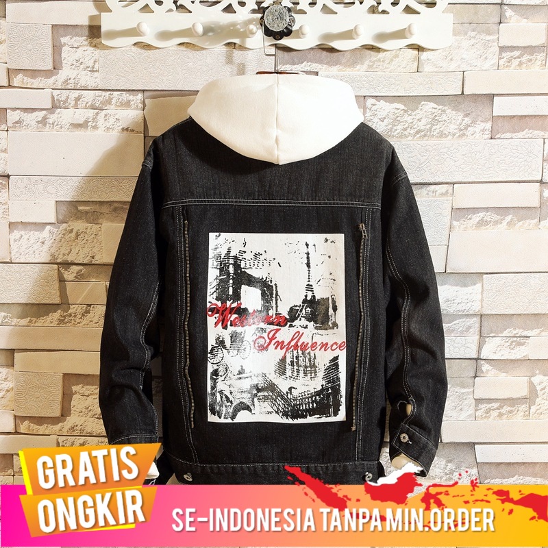 Outerwear Pria Jaket Denim Pria Korea  Tren 2018      Jaket Mahasiswa  Mudah Hits