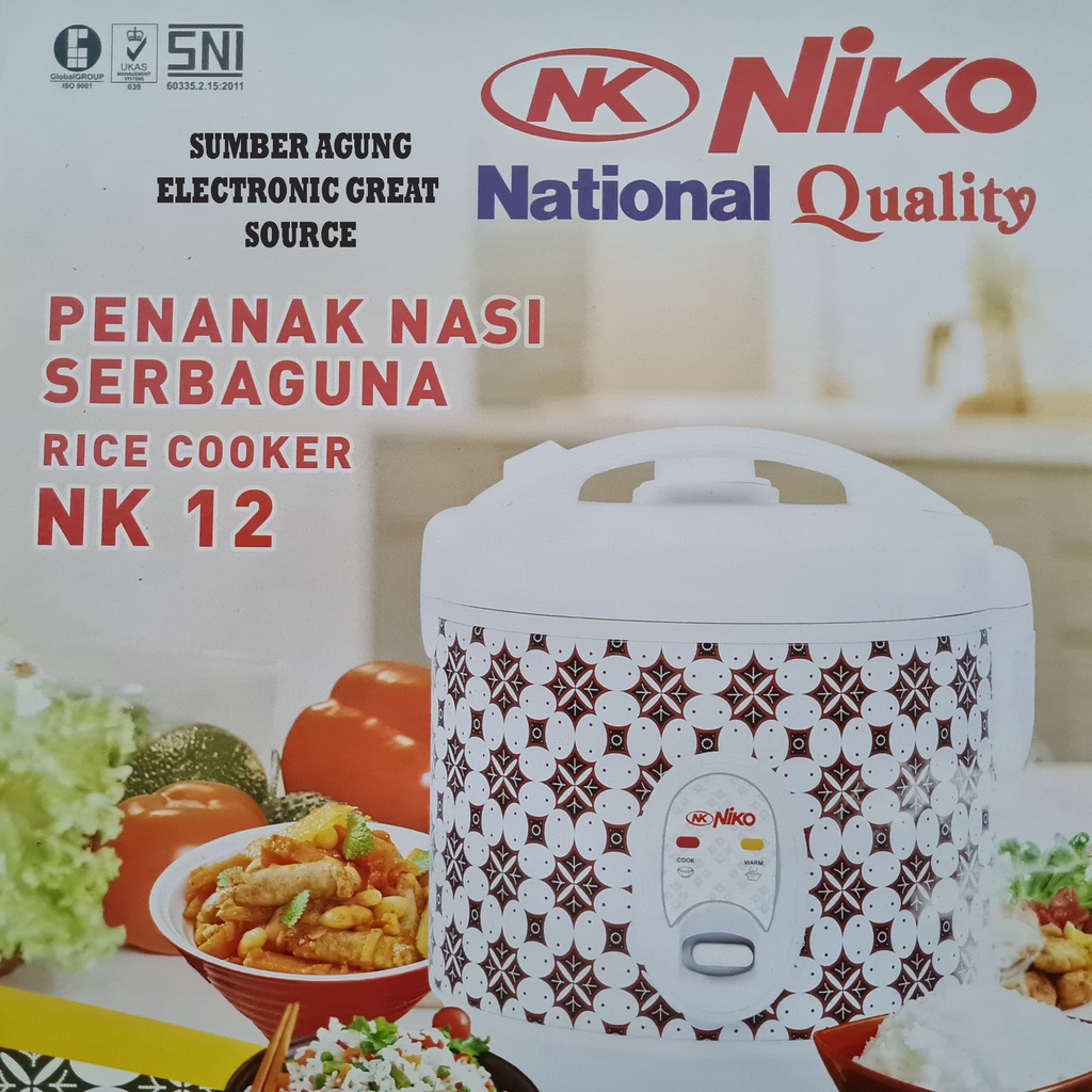 Niko NK21 Batik Silver Rice Cooker 1.2L Kecil Murah Memasak Menghangatkan