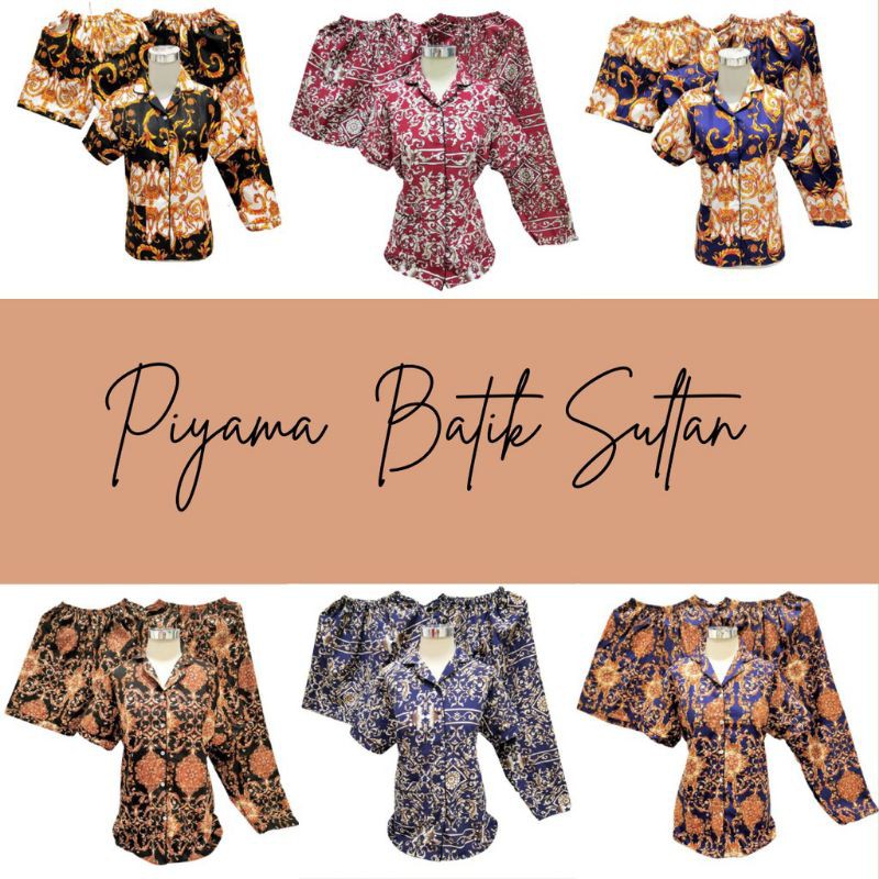 PangestuStore.id Piyama Wanita Dewasa 3IN1 Motif Batik Sultan / Baju Tidur Wanita / Batik / Allsize