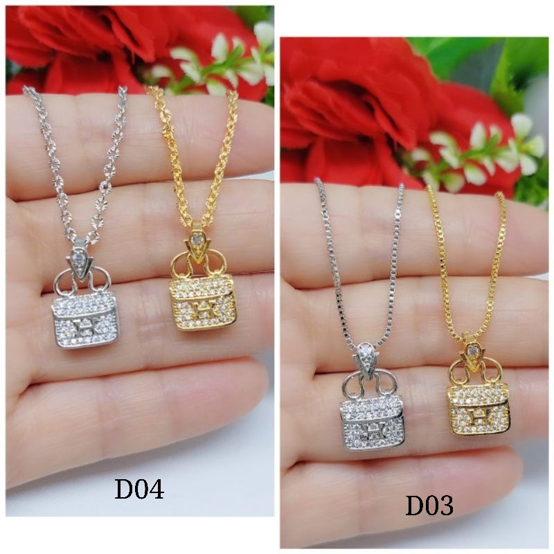 Set kalung+liontin kotak xuping permata lapis emas 19k H001.C001