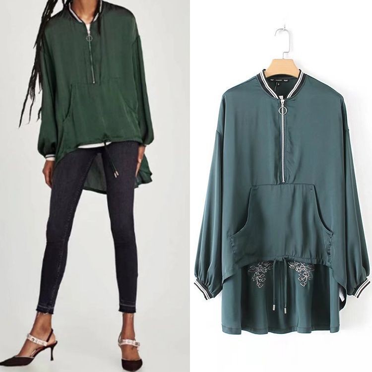 NL094- BAJU ATASAN WANITA BLOUSE HIJAU DAUN LOTUS IMPORT