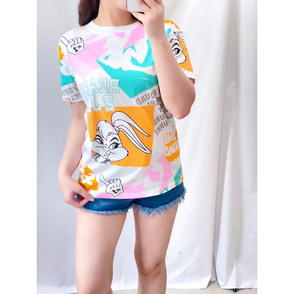 Kaos Wanita Lengan Pendek Bahan Cotton Combed 30s Full Print Atasan Wanita Remaja