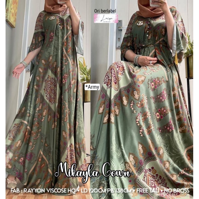 MIKAYLA GOWN GAMIS CLAURA MAXI DRESS ORI EXTU/BAJU MAXY MUSLIMAH/RAYON PREMIUM/TALI SERUT MOSCHINO