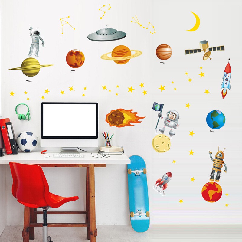 RELIZA WALL STICKER / STIKER DINDING PLANET LUAR ANGKASA ASTRONOT STUDY BELAJAR ANAK JM8351