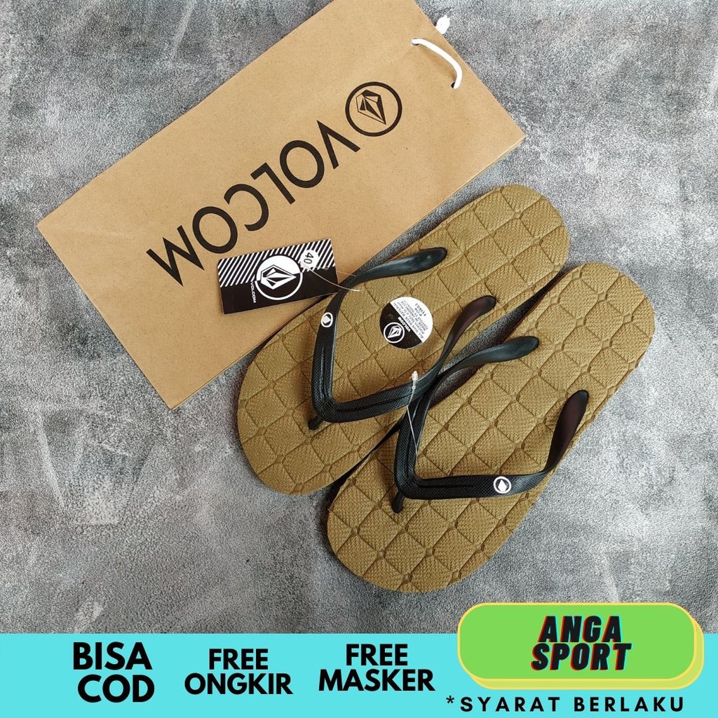 SANDAL PRIA VOLCOM /  SANDAL JEPIT COWOK / SENDAL SANTAI WANITA / SENDAL DISTRO BRANDED MOTIF KOTAK