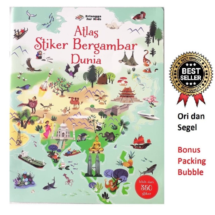 

❤BISA COD❤ Buku Atlas Stiker Bergambar Dunia Oleh Sam Lake Lebih dari 350 Stiker