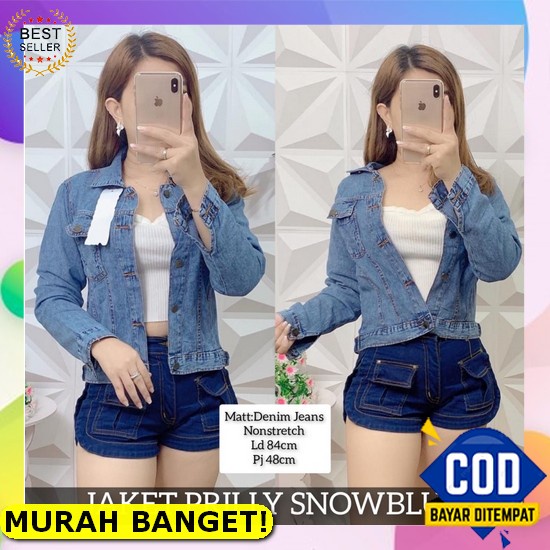 Jaket Jeans Cewek Jacket Jins Oversize Hits Kekinian Denim Crop J Fj879 [Jaket Jeans Live Love Bc] N