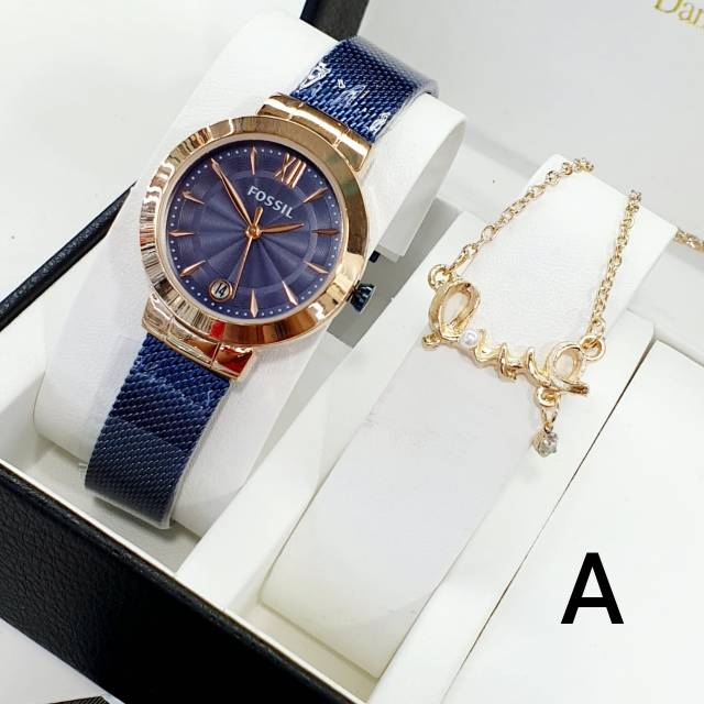 JAM TANGAN WANITA FS PAKET KALUNG MEWAH RANTAI PASIR SEMI SUPER
