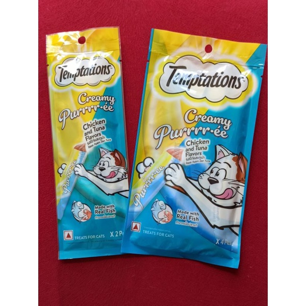 Temptations creamy purrrr-ee cemilan kucing