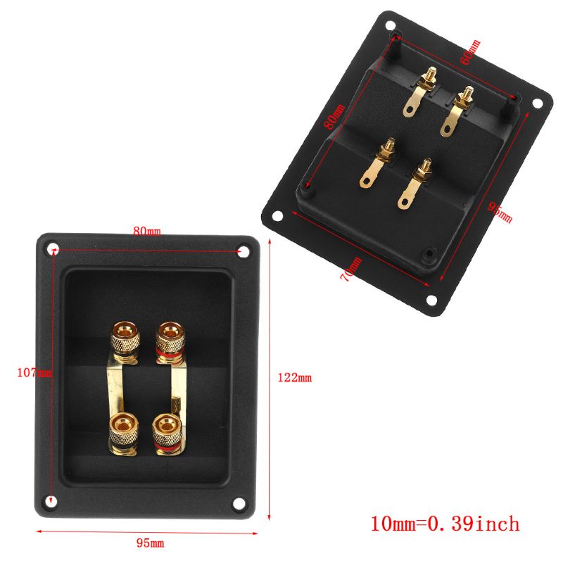 btsg Terminal Cup Connector 266 Parts Express Binding Posts Gold Banana Jacks Recessed Bi-Amp Speaker Box Black