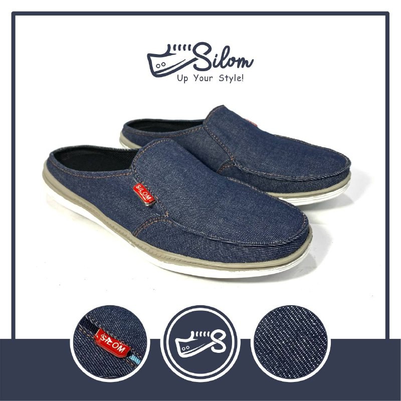 Silom sepatu sandal slop dengan bahan levis sepatu pria size 39-43!!!