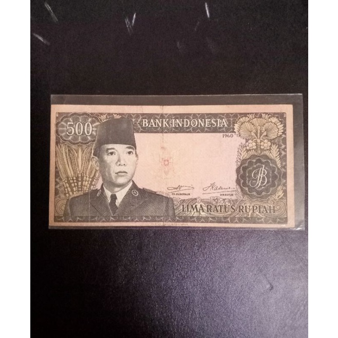 uang kuno soekarno 500 rupiah tahun 1960 vf