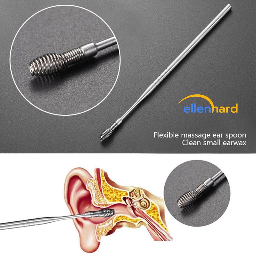 Pembersih Telinga Korek Kuping Spiral Set Besi Stainless Steel Ear Wax Removal