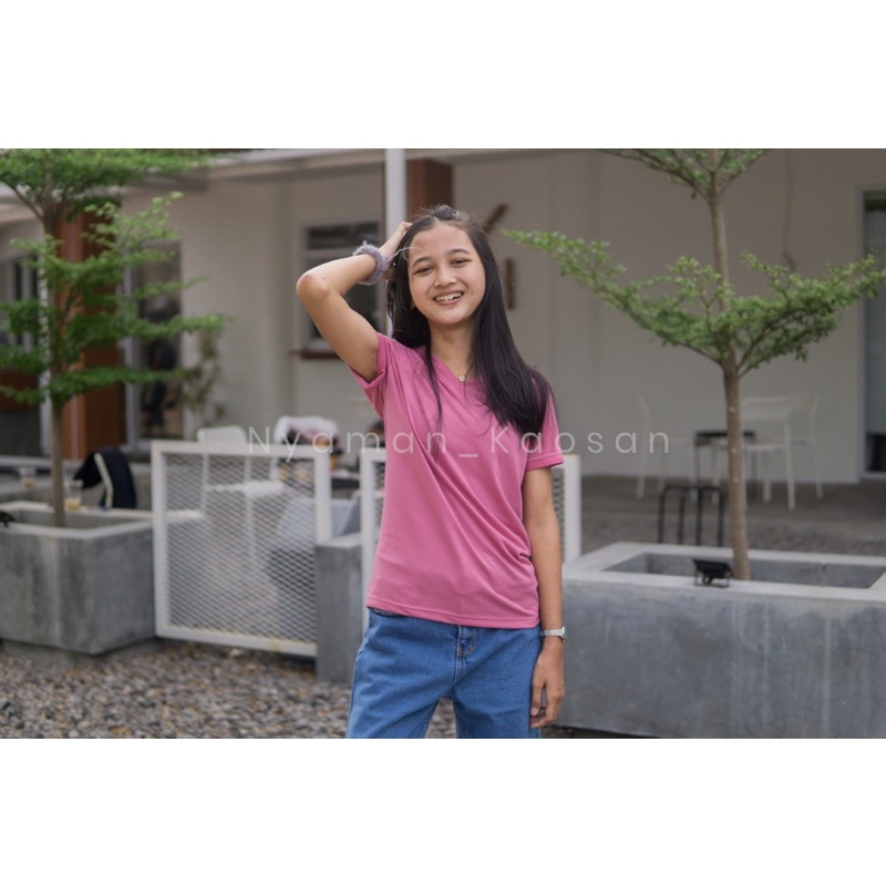 [COD] Kaos polos wanita lengan pendek Oversize Jumbo Murah V neck