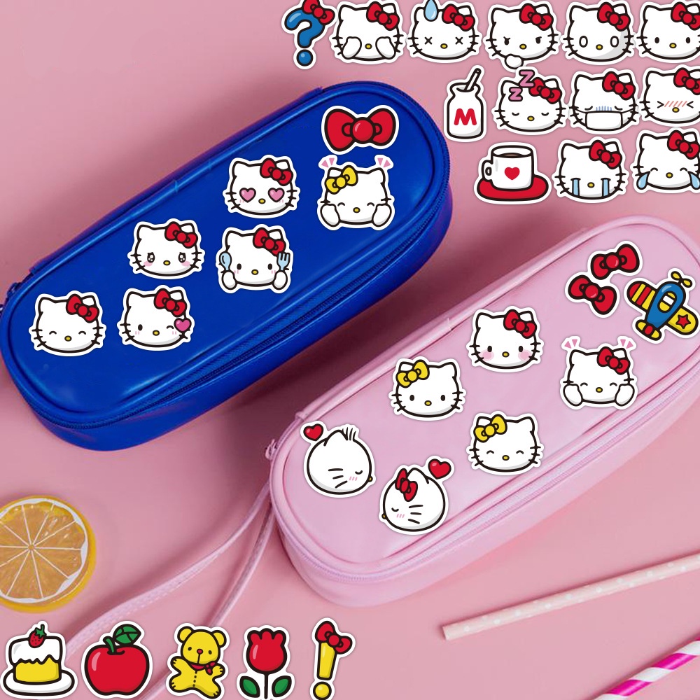 40 Hello Kitty Jurnal stiker lucu Kartun Jepang ponsel bahan dekorasi tangan Buku stiker Xiao Zhang