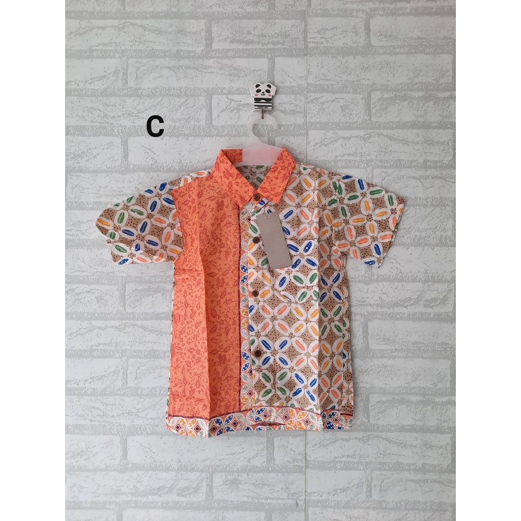 Seragam batik anak Kemeja batik Hem anak pria  motif kawung