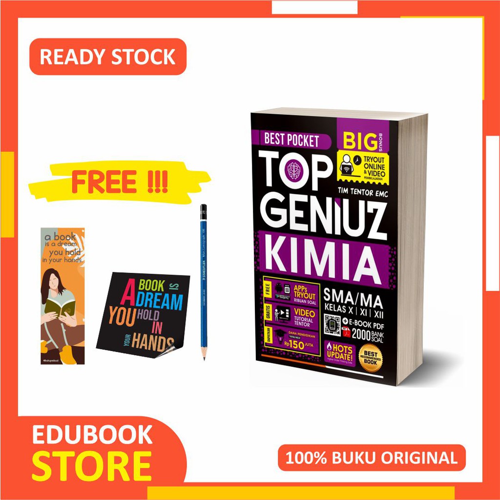 

BUKU KIMIA SMA BEST POCKET TOP GENIUZ KIMIA - EMC - (BONUS PENSIL 2B, BOOKMARK, STIKER)