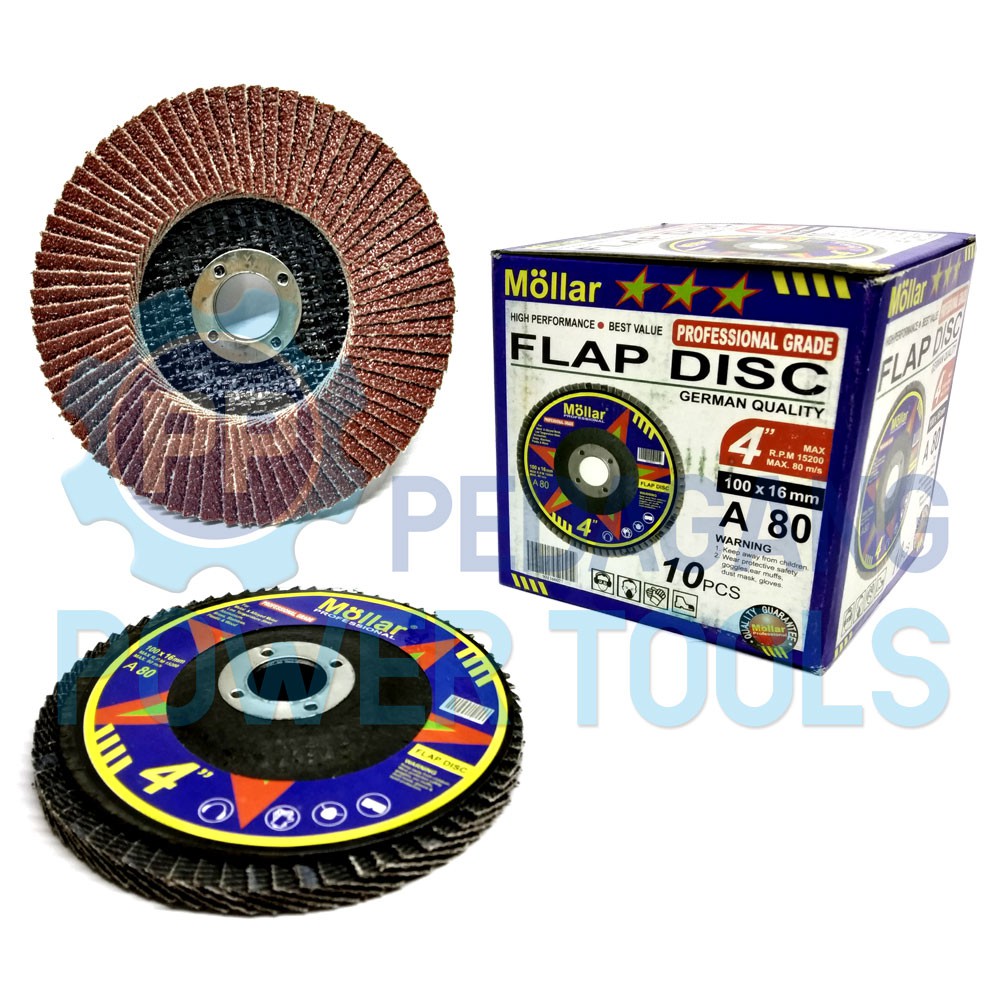 MOLLAR FLAP DISC NO 80 MATA GERINDA 4 INCH AMPLAS SUSUN TUMPUK BESI