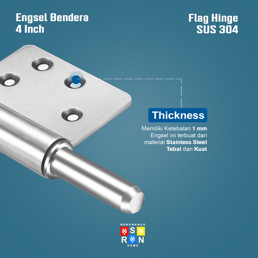 Engsel Pintu Bendera Stainless 4 Inci / Engsel Cabut Resonance Home