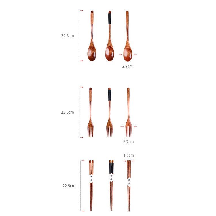 【COD+dalam stok+Pengiriman Cepat】Sendok Garpu Set Jepang Sumpit Kayu Sujeo Set Alat Makan Korea Jepang Sendok / Garpu/ Sumpit 4 IN 1  Set   Wooden Spoon Set