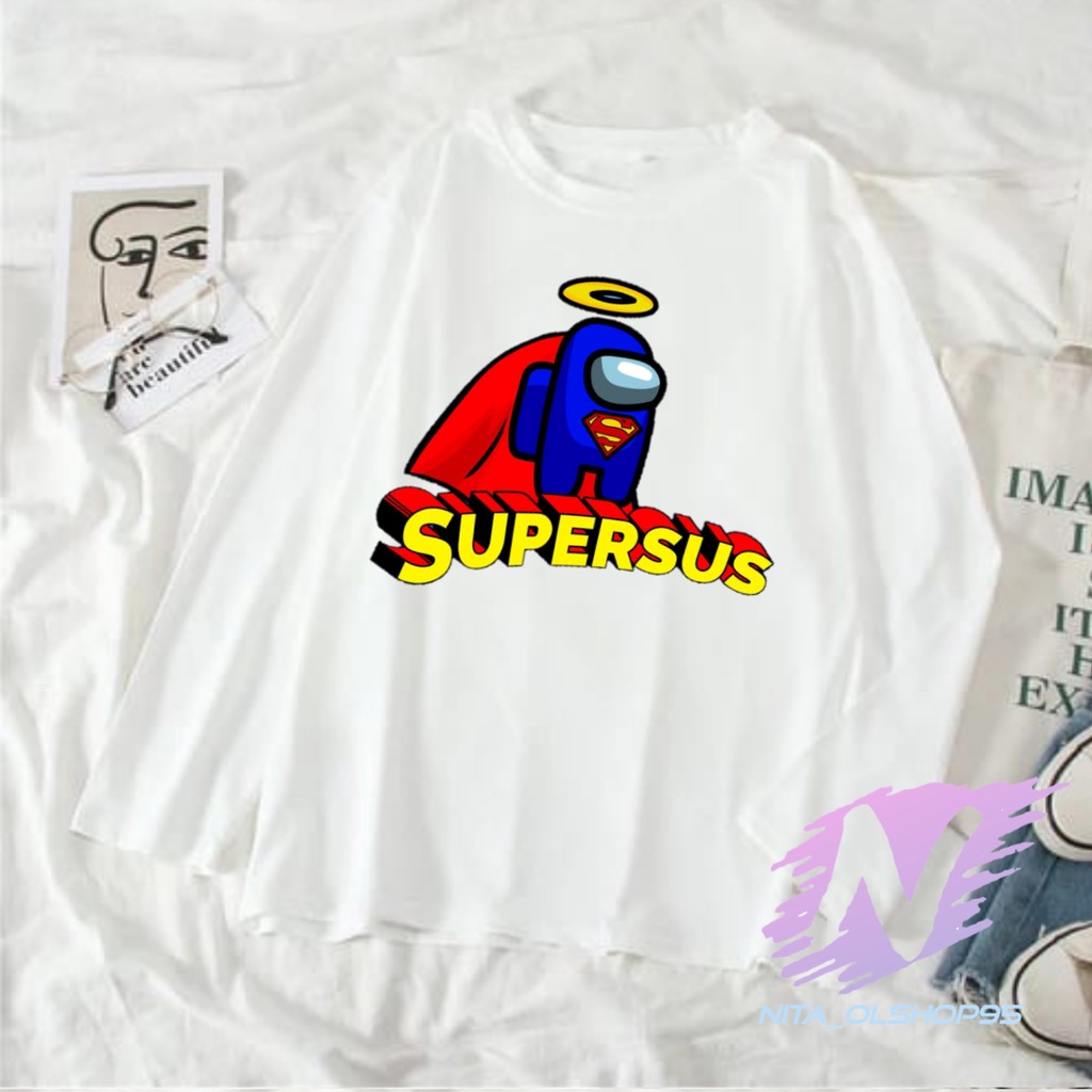 KAOS AMONG US SUPERMAN BAJU KAOS ANAK LENGAN PANJANG AMONG