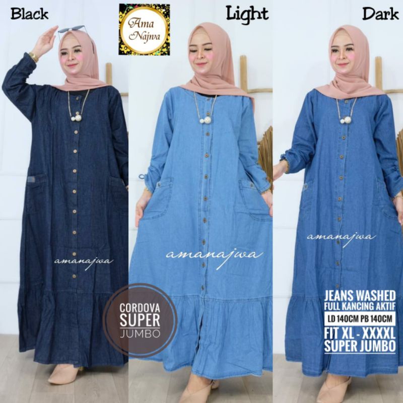 gamis jeans CORDOVA SUPER JUMBO LD140(busui)