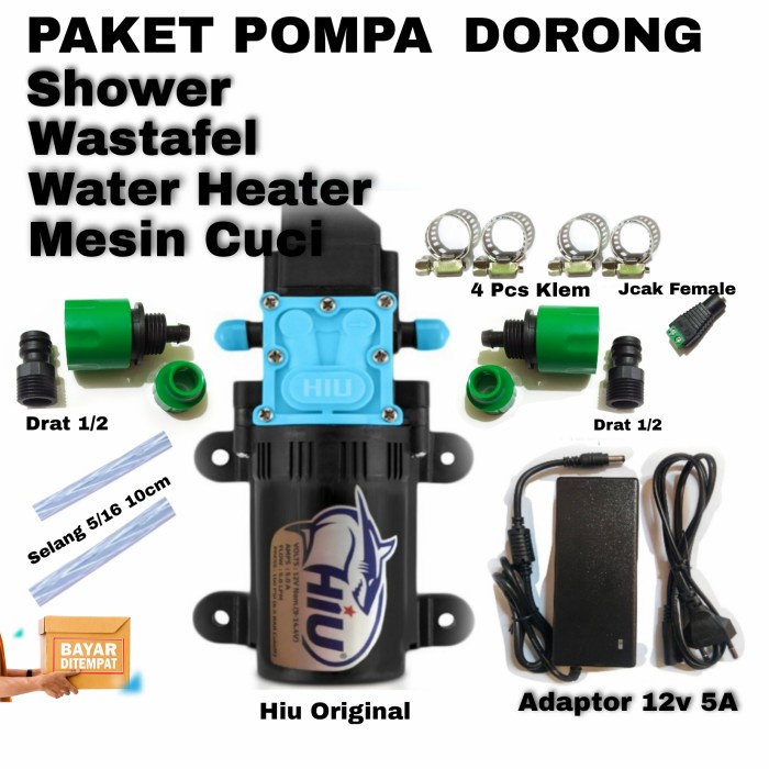 Paket Pompa Dorong Wastafel / Shower / Water Heater / Dinamo Pump Hiu