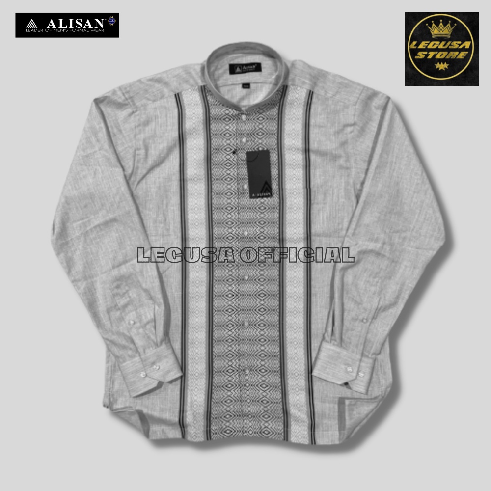 Baju KOKO alisan lengan PANJANG bordir kiri kanan REGULER FIT