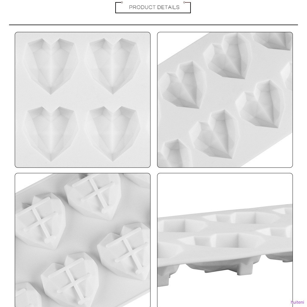 Set Cetakan Adonan Kue Fondant Bentuk Hati Dengan 6 Kisi Bahan Silikon Huiteni