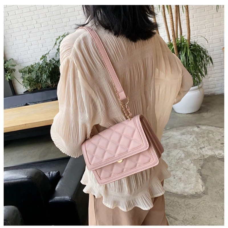 T001 tas selempang wanita import murah tas sling bag cewek kulit pu tali rantai fashion terbaru