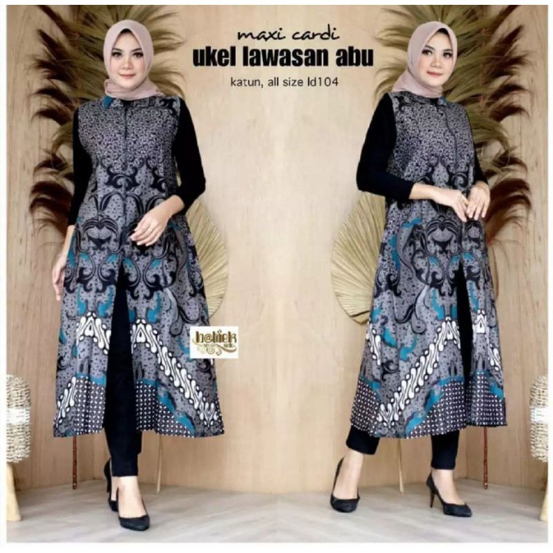 Batik Couple Keluarga sania ruffle ori ndoro jowi dnt dimensi abu-Outer batik