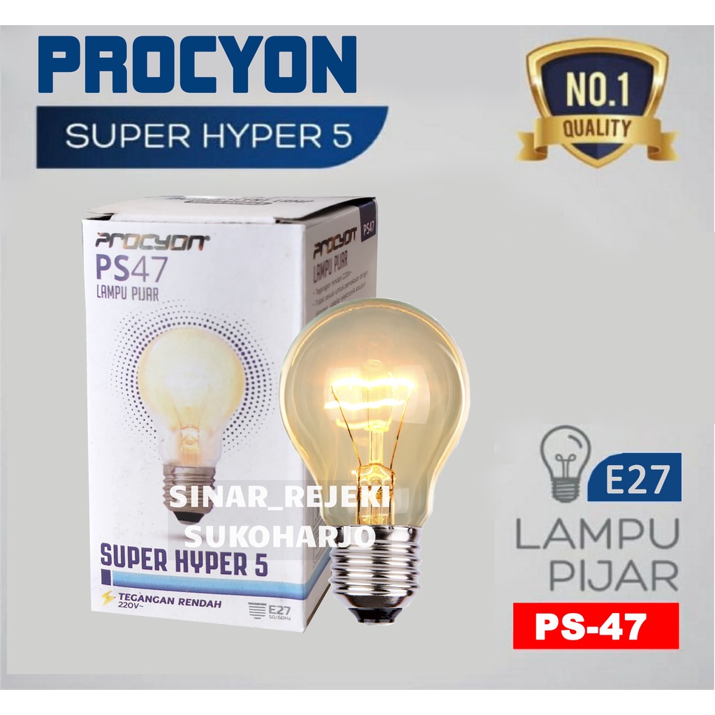 PROCYON Lampu Bohlam Pijar PS 55 PS 47 Ayam 5w 5 watt Kuning