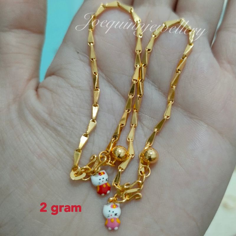 gelang padi anak hello Kitty emas muda