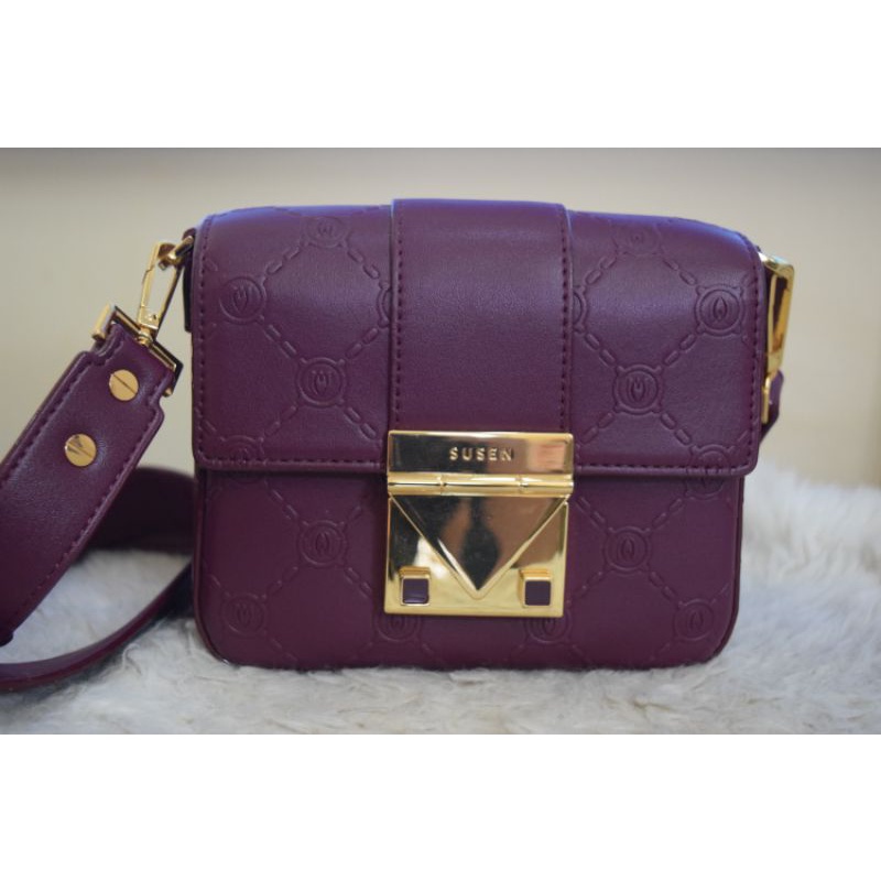 Susen Sling Bag w/ Lock 4002 Original - RED WINE