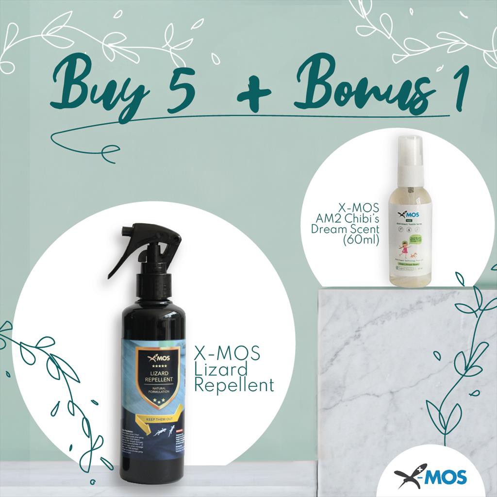 Paket XMOS 5 Lizard repellent 250 ml pengusir cicak tokek biawak