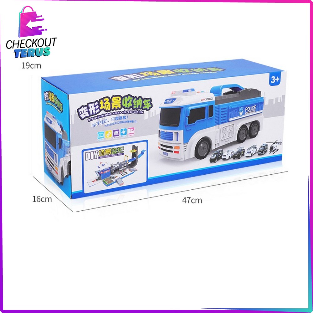 CT M232 M236 Mainan Truk Kontruksi DIY Parking Lot Playset Mainan Mobil Outdoor Adventure Ada Musik Mainan City Parking Lot Set Anak