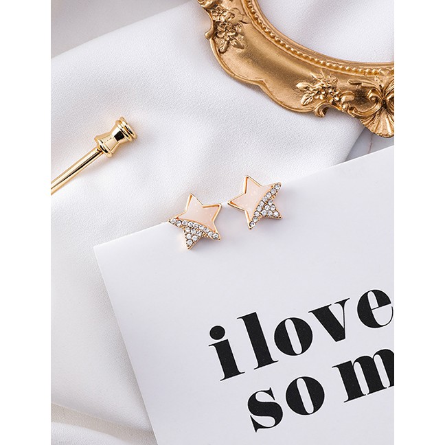 LRC Anting Tusuk Fashion (stars) 925 Silver Needle Five-pointed Star Irregular Flash Drill F4843X