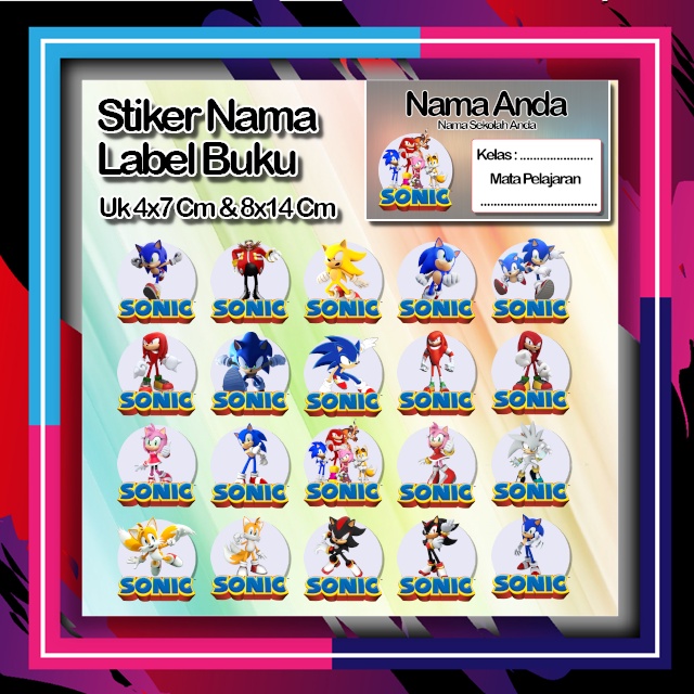 

Stiker Sonic sonik knucles tails dr eggman amy rose shadow espio silver Karakter Lucu Custom Lebel Nama cromo murah 20 Varian berbeda Octane Pelajaran sekolah No 8